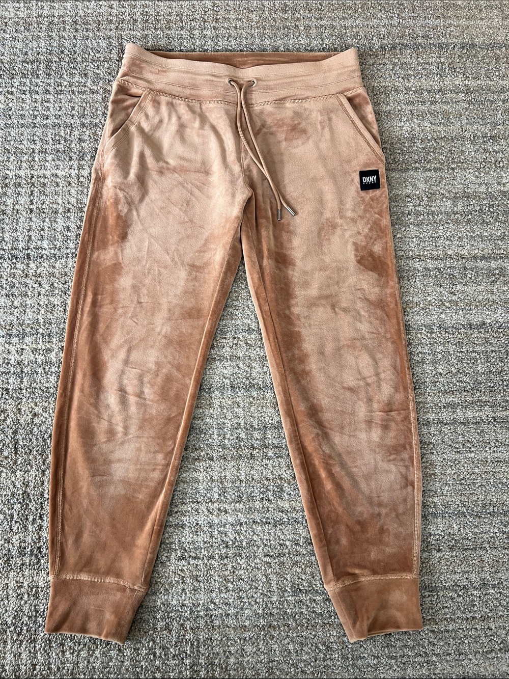 DKNY Women’s Tan Velour Joggers with Drawstring